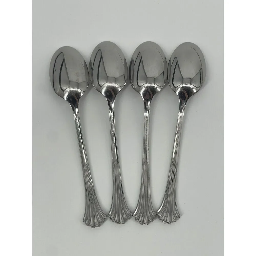 International Silver Tiara Stainless 18/8 Korea Glossy Dinner Spoons Set Of 4
